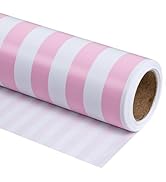 RUSPEPA Wrapping Paper - Mini Roll - Pink and White Stripe Design Perfect for Wedding, Birthday, ...