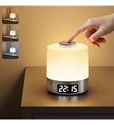 WOBANE Night Light for Kids, Dimmable Baby LED Lighting with Clock,Sliver | 3 Colors, 3600mAh Bat...