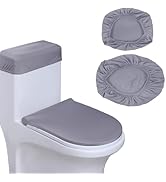 SHUOGUO Toilet Lid Cover and Toilet Tank Lid Cover, Bathroom Soft Toilet Lid Cover Set with Elast...