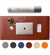 Nordik Leather Desk Mat - Whiskey Brown - Cable Organizer - Premium Mouse Mat & Desk Pad Protecto...