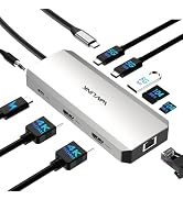 WAVLINK Laptop Docking Station, WAVLINK Docking Station Dual HDMI | Dual 4K@60Hz, 100W PD in,3×US...