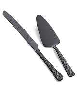 FULLYWARE Black Cake Cutting Set, Stainless Steel Cake Knife and Server Set, Cake Pie Cutter Set ...