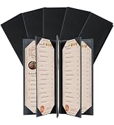 FLKQC Restaurant Menu Covers Holders 4.25" x 11" | Synthetic Leather Menu Holder Black for Wine L...