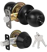 RAFECIEE Exterior Door Lock Set, Single Cylinder Deadbolt Lock and Door Knob Set, Keyed Alike Fro...