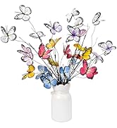 Wootkey 5 Pcs Artificial Butterfly Branches Butterflies for Crafts Vases Silk Butterfly Home Deco...