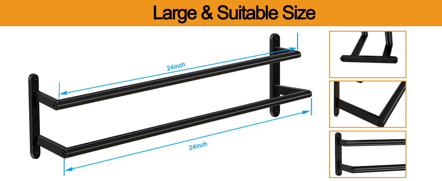 matte black double towel rack