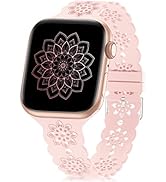 Floral Silicone Band Compatible with Apple Watch Bands 38mm 40mm 42mm 44mm 41mm 45mm 49mm Women M...