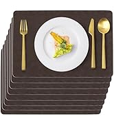 Uolr Vinyl Placemats 8 PCS Faux Leather 100% Waterproof Stain Resistant Wipeable Washable PU Plac...