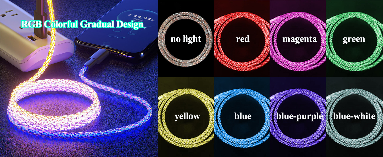 USB C to Type C RGB charging cable