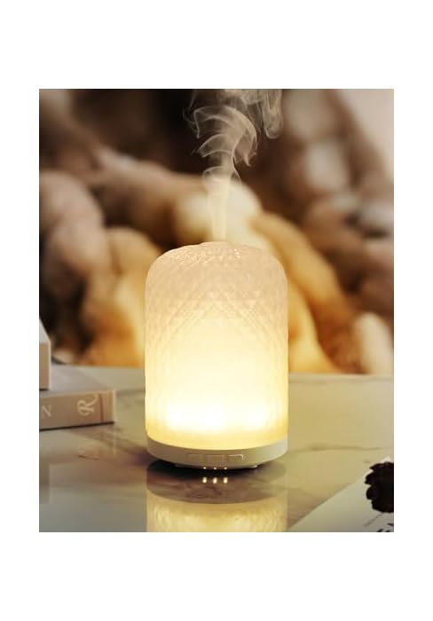 Essential Oil Diffuser - 2.4MHz Ultrasonic Glass Diffuser with Pulse/Continuous Mist & Night Ligh...