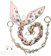 Beaded Phone Charms Wrist Strap,Cute Phone Chain Wristlet,Gold Metal Scraf Purse Bag Charm Chain,...