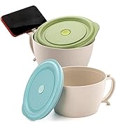SOUJOY 2 Pack Noodle Bowl With Lid, 40 OZ Large Microwave Wheat Straw Soup Bowl with Phone Holder...