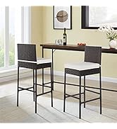 PayLessHere Outdoor Barstools Set of 2 All Weather Wicker Patio Bar Stools 30” Rattan Counter Hei...