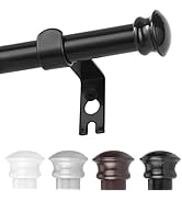 Black Window Curtain Rods 30 to 45 Inches, Decorative 5/8 Inch Diameter Long Window Curtain Rod S...