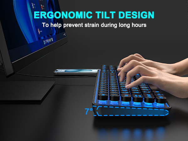 Large Print Backlit Keyboard, Quiet Wired USB Lighted Computer Keyboards with 7-Color Backlit