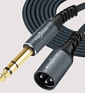 Twozoh XLR Male to 1/4 TRS Stereo Audio Cable 10FT, Braided Jack 6.35mm to XLR Male 3Pin Guitar C...