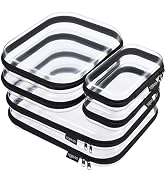 YQBRAO 6PCS Clear Hard Shell Zipper Case, Clear Travel Cosmetic Bag, Toiletry & Makeup Case, Zipp...