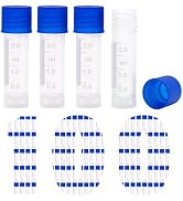 NAOEDEAH 100 Pcs 2ml Small Vials with Screw Caps Centrifuge Tubes Plastic Sample Tubes Cryogenic ...