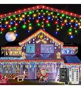 Ollny Icicle Lights for Outside 720LED 60FT, Multicolor Christmas Lights with Remote 8 Modes Dimm...