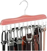 TOPIA HANGER Belt Hanger for Closet Max 40 Belts, Cedar Wooden Hangers with 20 Rotatable Hooks, C...