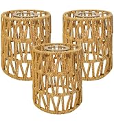 3-Pack Boho Rattan Lamp Shades - Cylinder Shade Natural Wicker Lampshades | Handwoven Small Lamps...