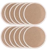FunWheat 15 Inch Round Jute Placemats Set of 12, Braided Burlap Table Mats for Dining Table, Heat...