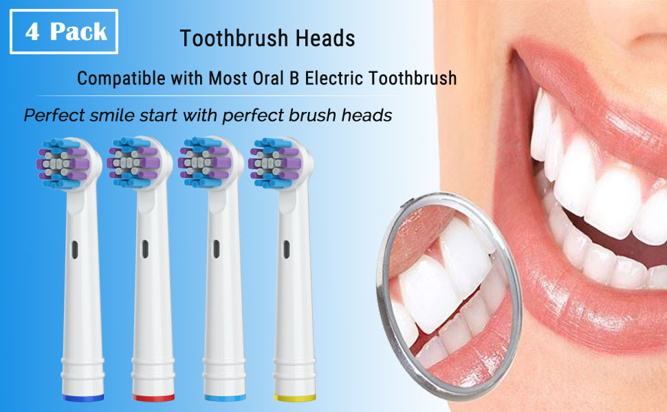 Replacement Toothbrush Heads for Oral-B, 4 Pack