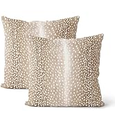 DAFENA Antelope Pillow Covers 18x18 Inch 2 Pcs Brown Deer Animal Skin Print Decor Throw Pillows F...