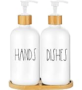 Arktek Glass Soap Dispenser Set with Tray, 2 Pack Bottle Dispenser for Bathroom and Kitchen Soap ...