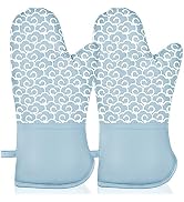 NAVITHOUS Kitchen Oven Mitts 1 Pair of 100% Cotton Lining Thick Heat Resistant 500?Gloves Non-Sli...