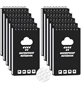 10 Pack Waterproof Pocket Notebook, 5" x 3" Top-Spiral Waterproof All Weather Notepad for Office ...