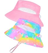 2pcs Baby Sun Hat Toddler Girls Bucket Hat for Kids UPF 50+ Sun Protective Child Summer Beach Hat...
