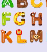 Large Size Magnetic Letters, Cute Animal Alphabet ABC Magnets for Fridge Colorful Uppercase Anima...