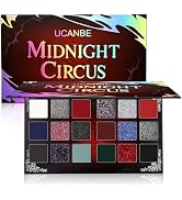 Red White Blue & Black Gray Silver Goth Eyeshadow Palette Makeup- 18 Color Matte Shimmer Glitter ...