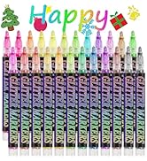 Glitter Marker Pens, 24 Colors Shimmer Glitter Acrylic Paint Pens, Rock Painting Pens Drawing Mar...