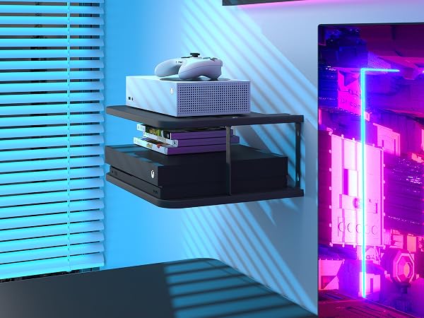 Floating Under TV Game Double Shelf Stand for Xbox Shelf Wall Mount for one S/X Series S