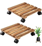 Yangbaga Square Caddy 2pack Plant Caddy 12’’Wood Duty Square Plant Roller with 2 360° Lockable Ca...