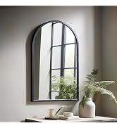 ZMYCZ Wall Mounted Mirror, 20“x30 Black Bathroom Mirror, Arched Window Mirrors for Wall, Arched T...