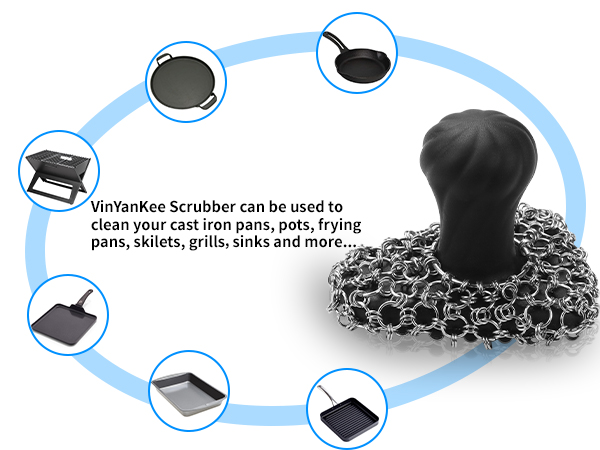 lodge chainmail scrubber, lodge scraper, cast iron scrubber,kitchen brushes for cleaning,steel wool