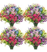 Ouddy Decor 24 Bundles Artificial Flowers for Outdoors Multicolor Fake Flowers Plastic Plants Fau...