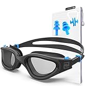 ZABERT W1 Adult Swim Goggles for Men Women Youth Anti-fog UV400 Protection with Nose Clip & Earplugs