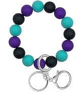 M-Plateau Wristlet Keychain, Silicone Beaded Wrist keychain with Key Ring for Women, Elastic Keyc...