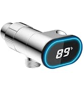Hibbent Upgraded Metal Shower Head Holder with LED Display Shower Thermometer, Adjustable Shower ...
