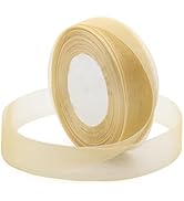 Sentoyou Gold Ribbon for Gifts Wrapping, 1 inch 50Yard Sheer Organza Ribbon, Gift Wrapping Chiffo...