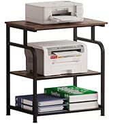 Unionly Large Printer Stand with Adjustable Shelf, 3-Tier Rolling Printer Cart with Wheels, Heavy...