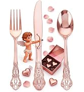 Joyido 90 Pieces Rose Gold Plastic Silverware - Heavy Duty Disposable Utensils - Fancy Gold Plast...