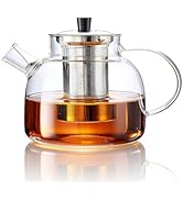 Glass Teapot with infuser 33oz/52oz/61oz/ Hand Crafted Glass Tea Kettle Stovetop Safe Large Teapo...