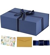 YINUOYOUJIA Large Gift Box13x4.5x4.5 Inch,Navy Blue Gift Box with Magnetic Closure Lid,Ribbon and...