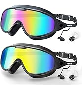 VegoVia Adult Swim Goggles 2 Pack, Anti-Fog 180° Wide View UV Protection Pool Swimming Goggles fo...