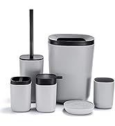 GERUIKE Bathroom Accessories Set 6 Piece Plastic Includes Soap Dispenser,Trash Can,Soap Dish,Toil...